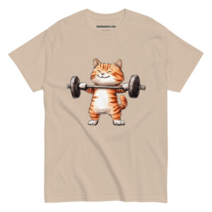 Katzen Fitness Maenner T Shirt Sand