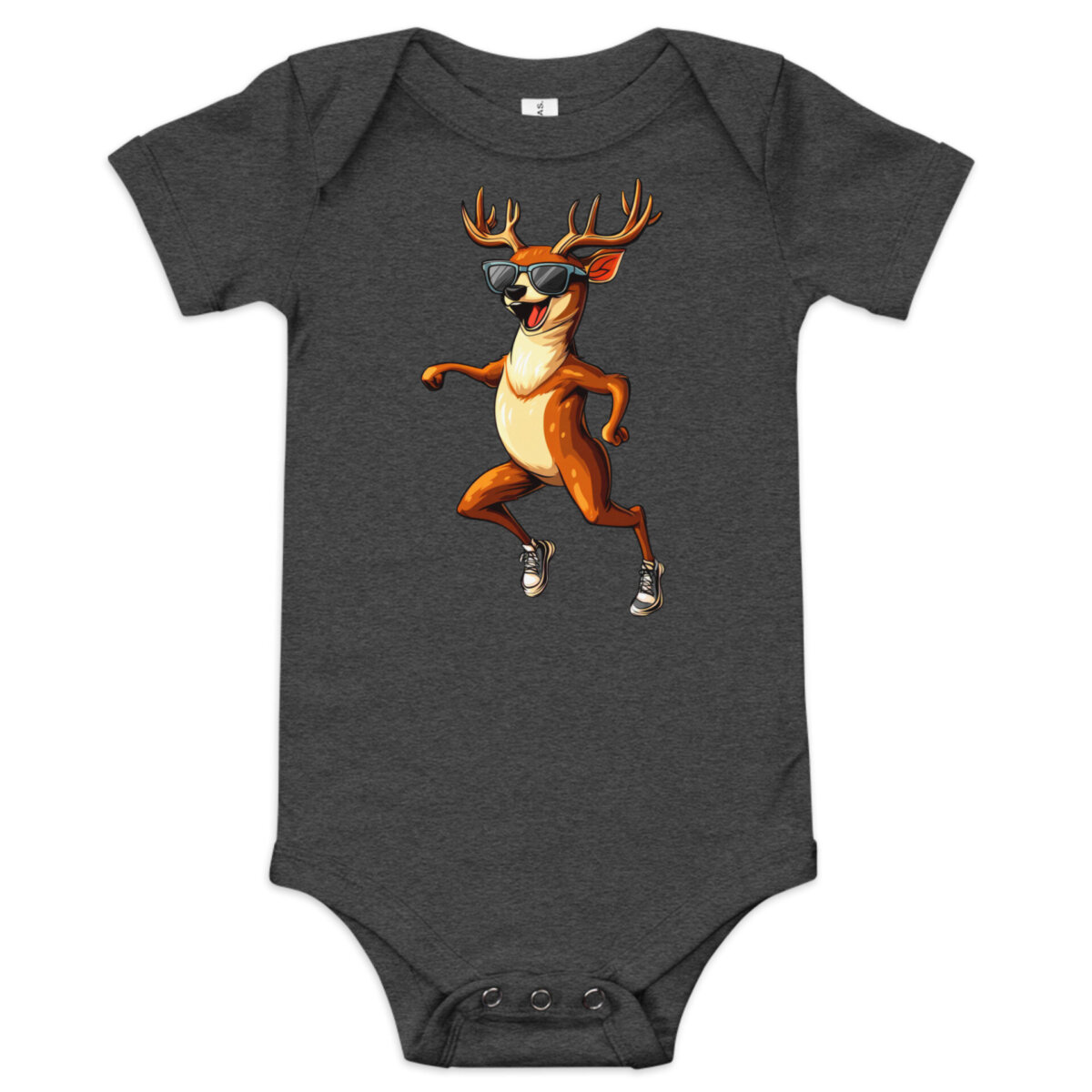 Lachender Hirsch Babybody Dunkelgrau Heather