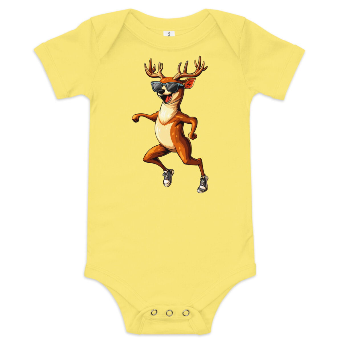 Lachender Hirsch Babybody Gelb