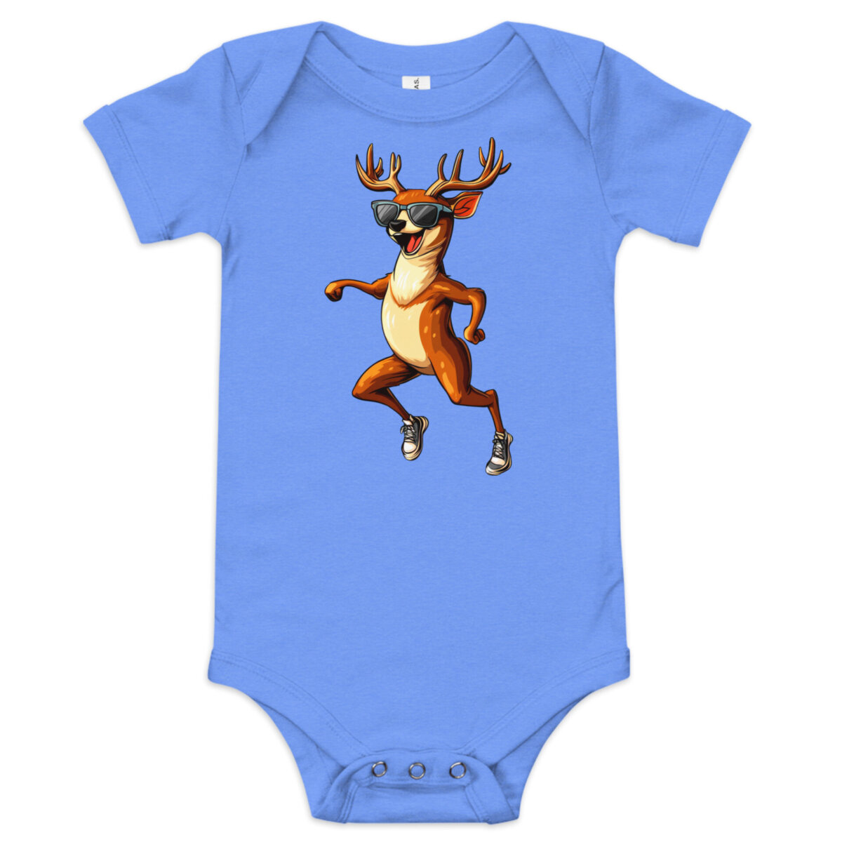 Lachender Hirsch Babybody Heather Columbia Blau