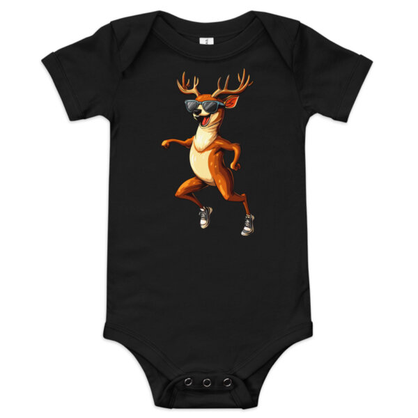 Lachender Hirsch Babybody Schwarz