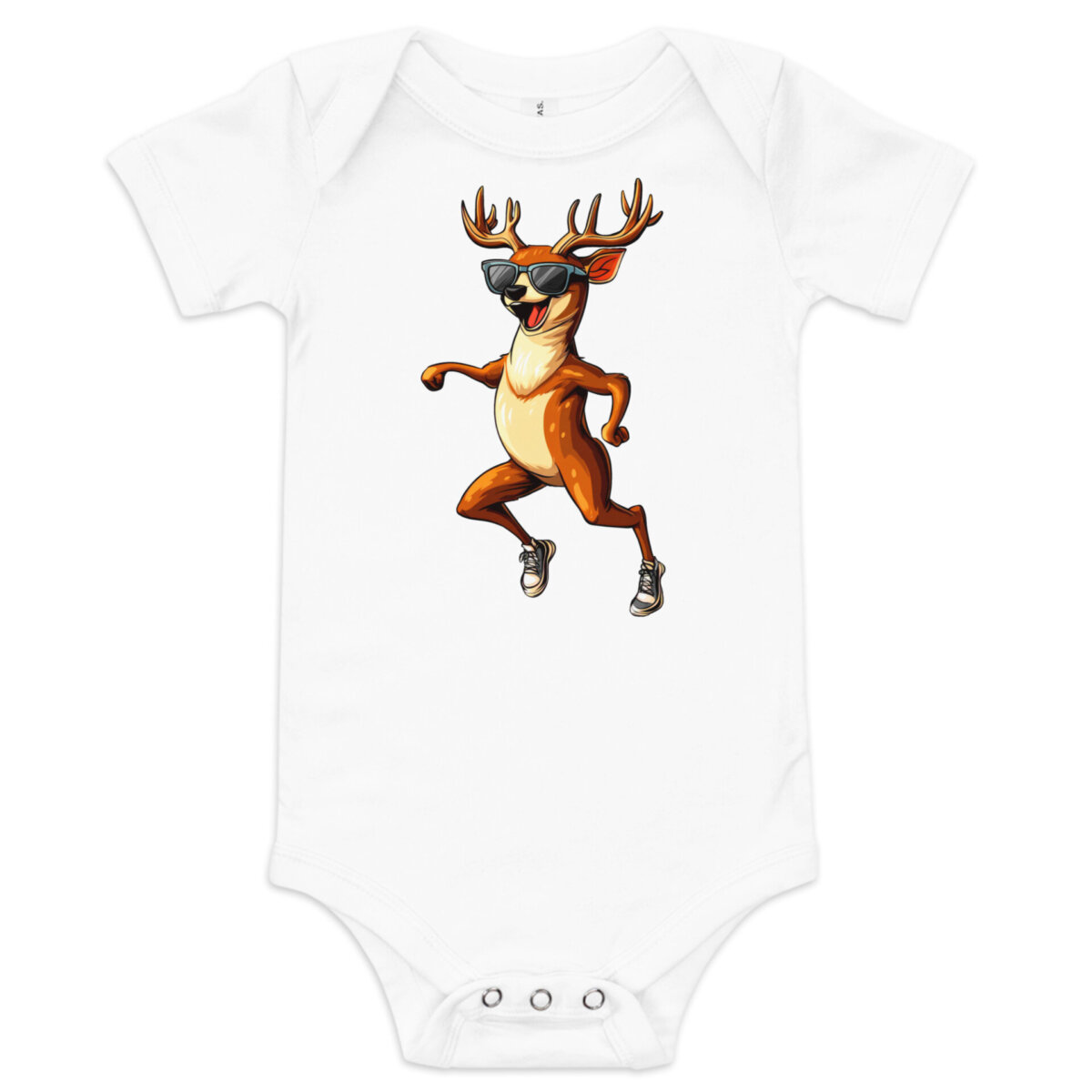 Lachender Hirsch Babybody Weiss