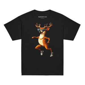 Lachender Hirsch Kinder T Shirt Schwarz