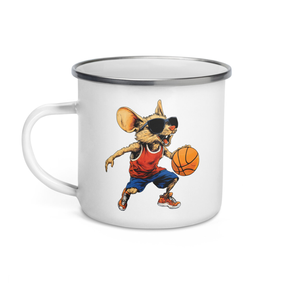 Coole Basketball Maus Camping Tasse Emaille