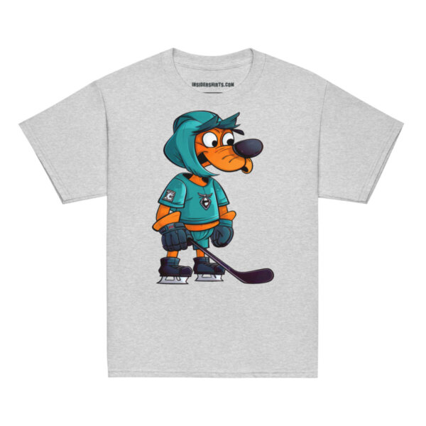 Eishockey Hund Kinder T Shirt Sportgrau