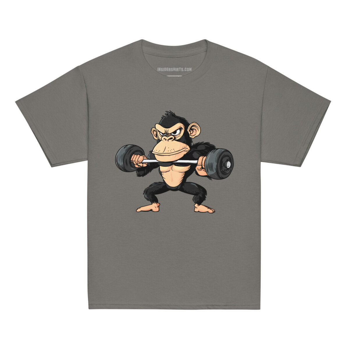 Fitness Affe Kinder T Shirt Holzkohle