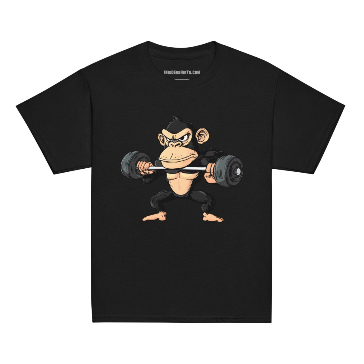 Fitness Affe Kinder T Shirt Schwarz