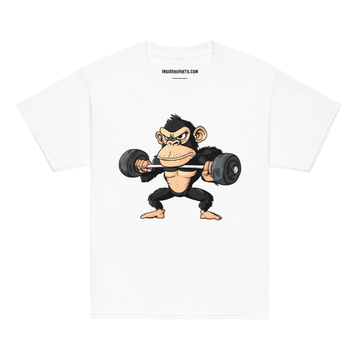 Fitness Affe Kinder T Shirt Weiss