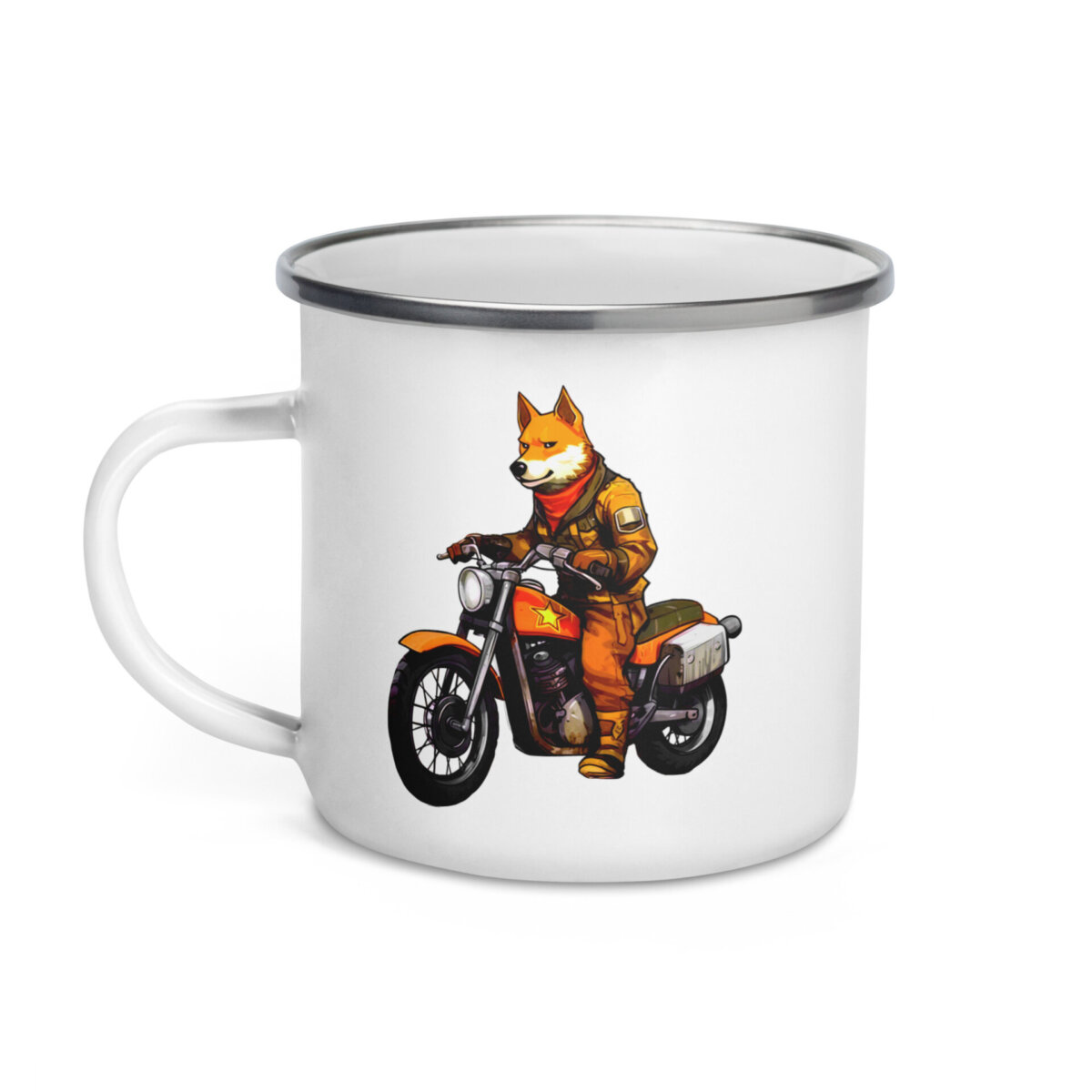 Fuechse Motorrad Camping Tasse Emaille