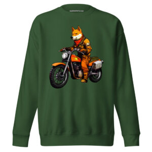 Fuechse Motorrad Maenner Pullover Waldgruen