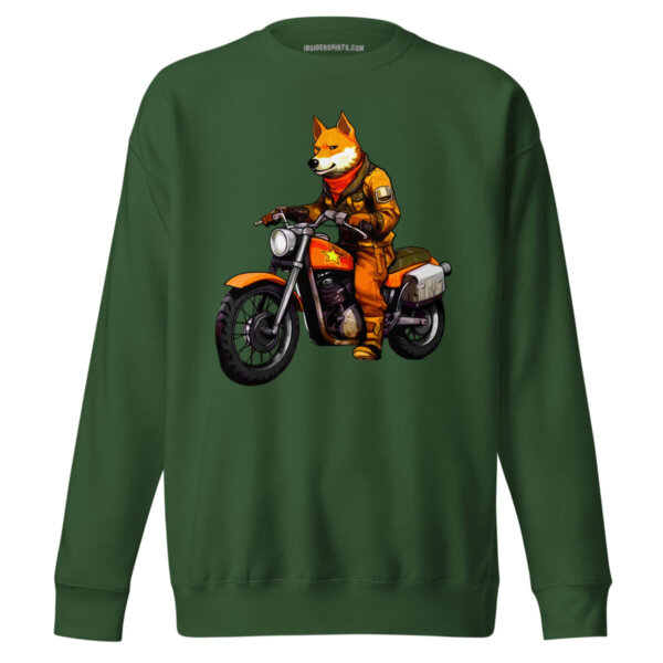 Fuechse Motorrad Maenner Pullover Waldgruen