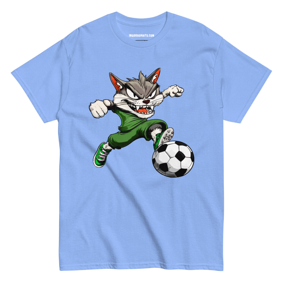 Fussball Katze Maenner T Shirt Carolina Blau