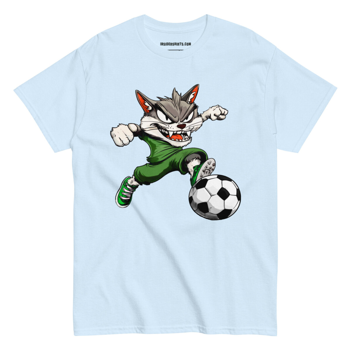 Fussball Katze Maenner T Shirt Hellblau