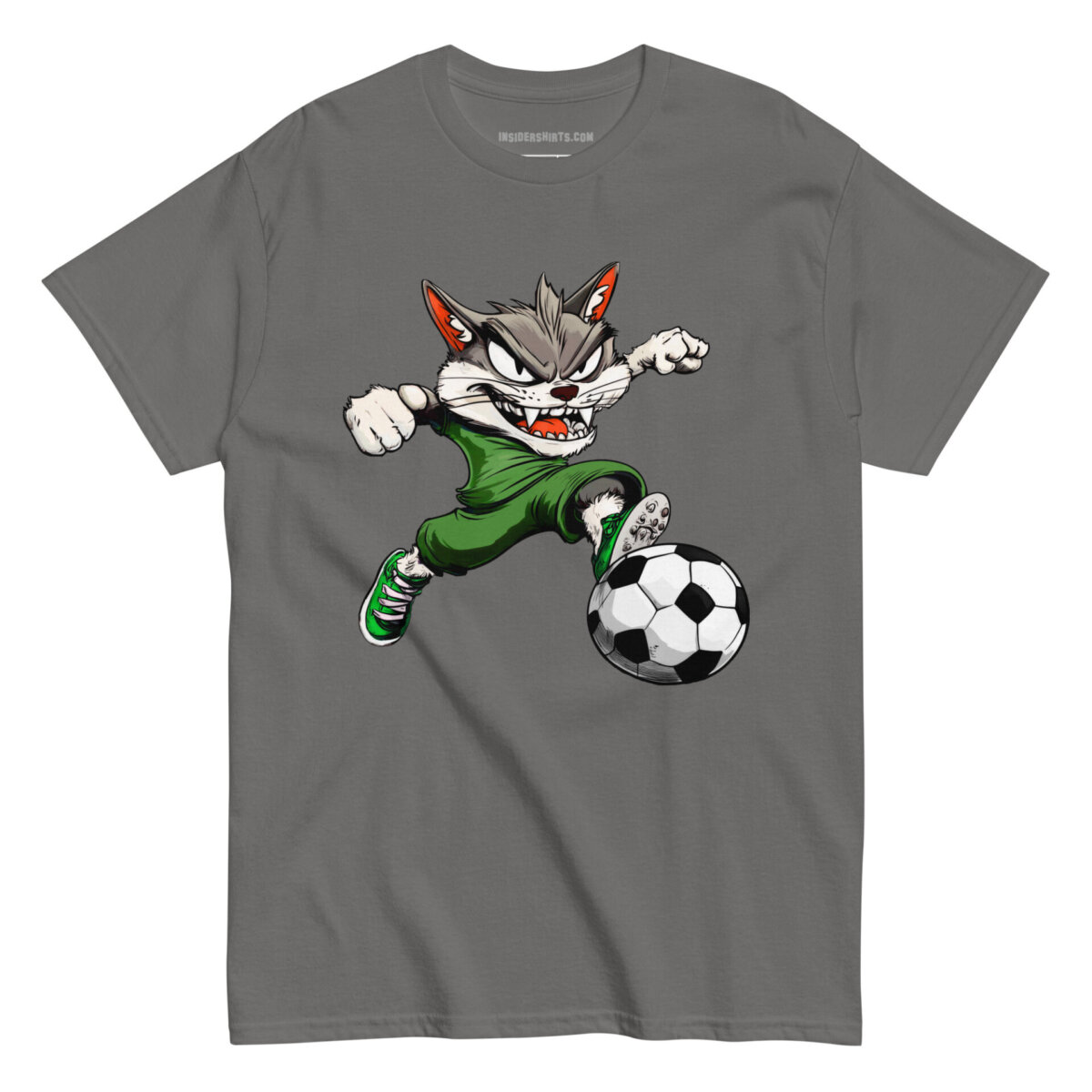 Fussball Katze Maenner T Shirt Holzkohle