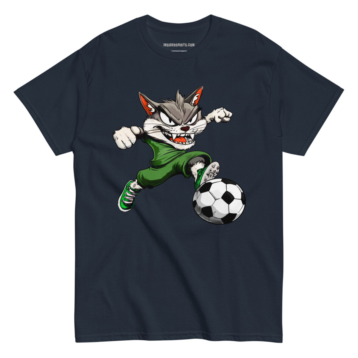 Fussball Katze Maenner T Shirt Navy