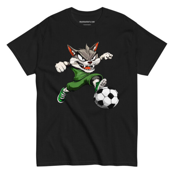 Fussball Katze Maenner T Shirt Schwarz