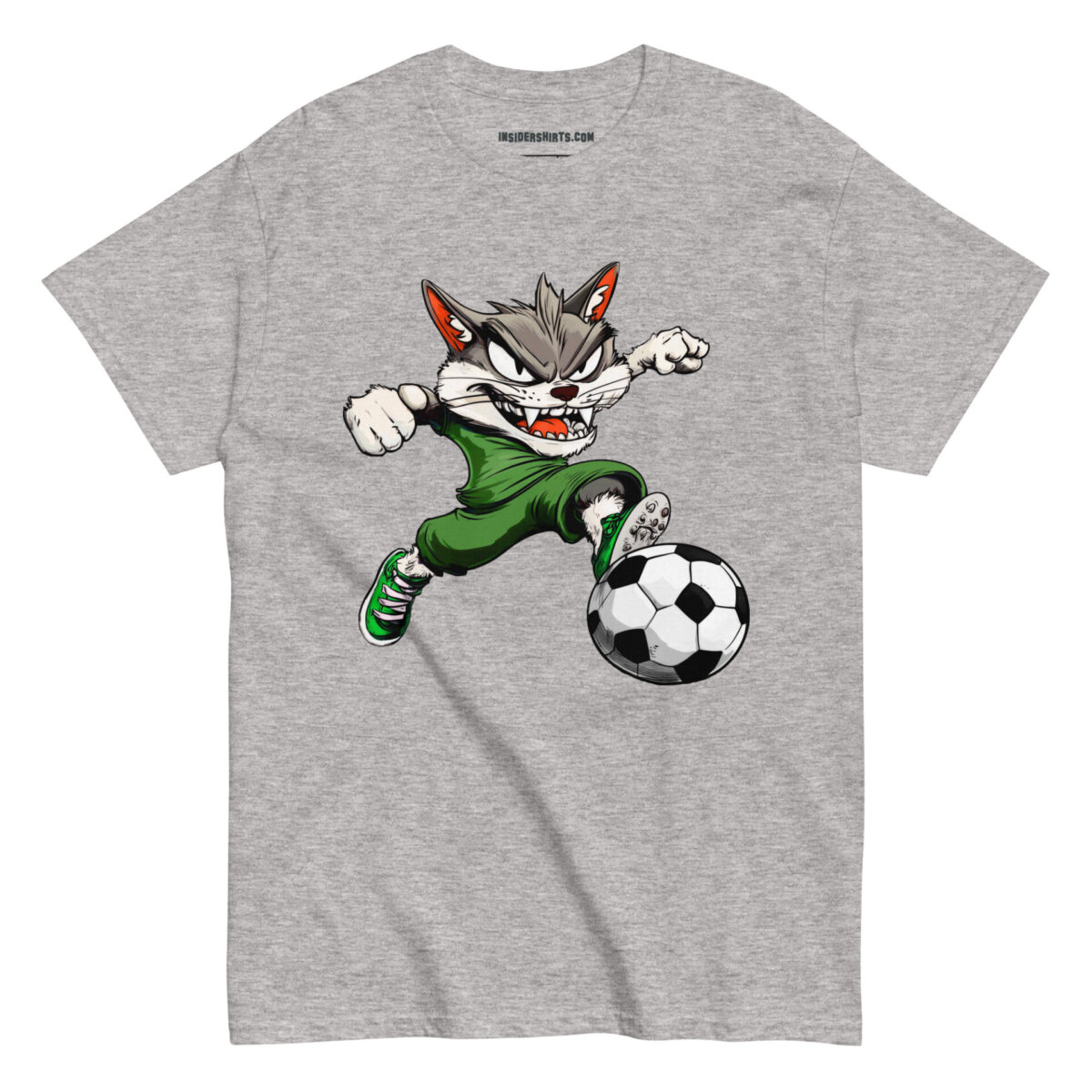 Fussball Katze Maenner T Shirt Sportgrau