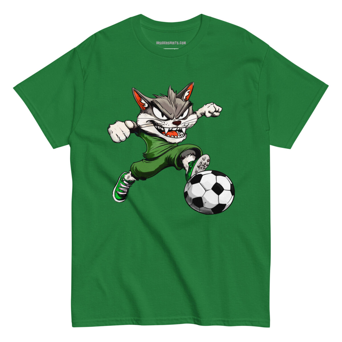 Fussball Katze Maenner T Shirt Turf Green