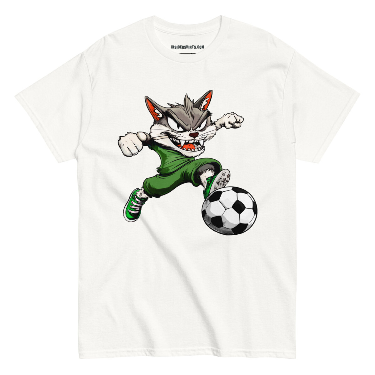 Fussball Katze Maenner T Shirt Weiss
