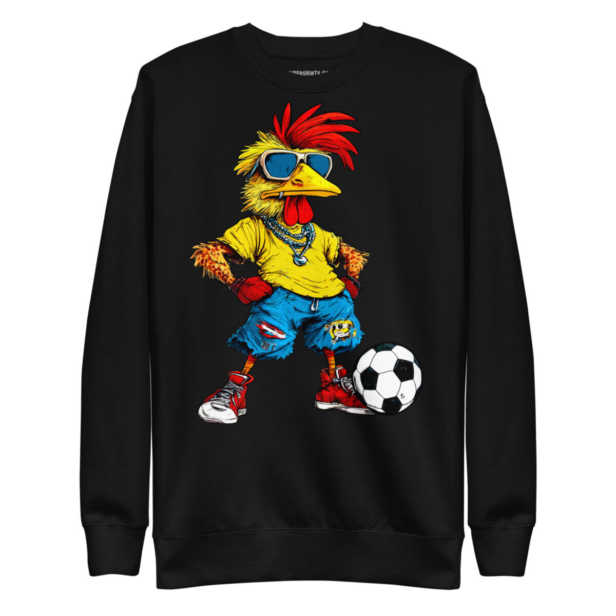 Fussballer Huhn Frauen Pullover Schwarz