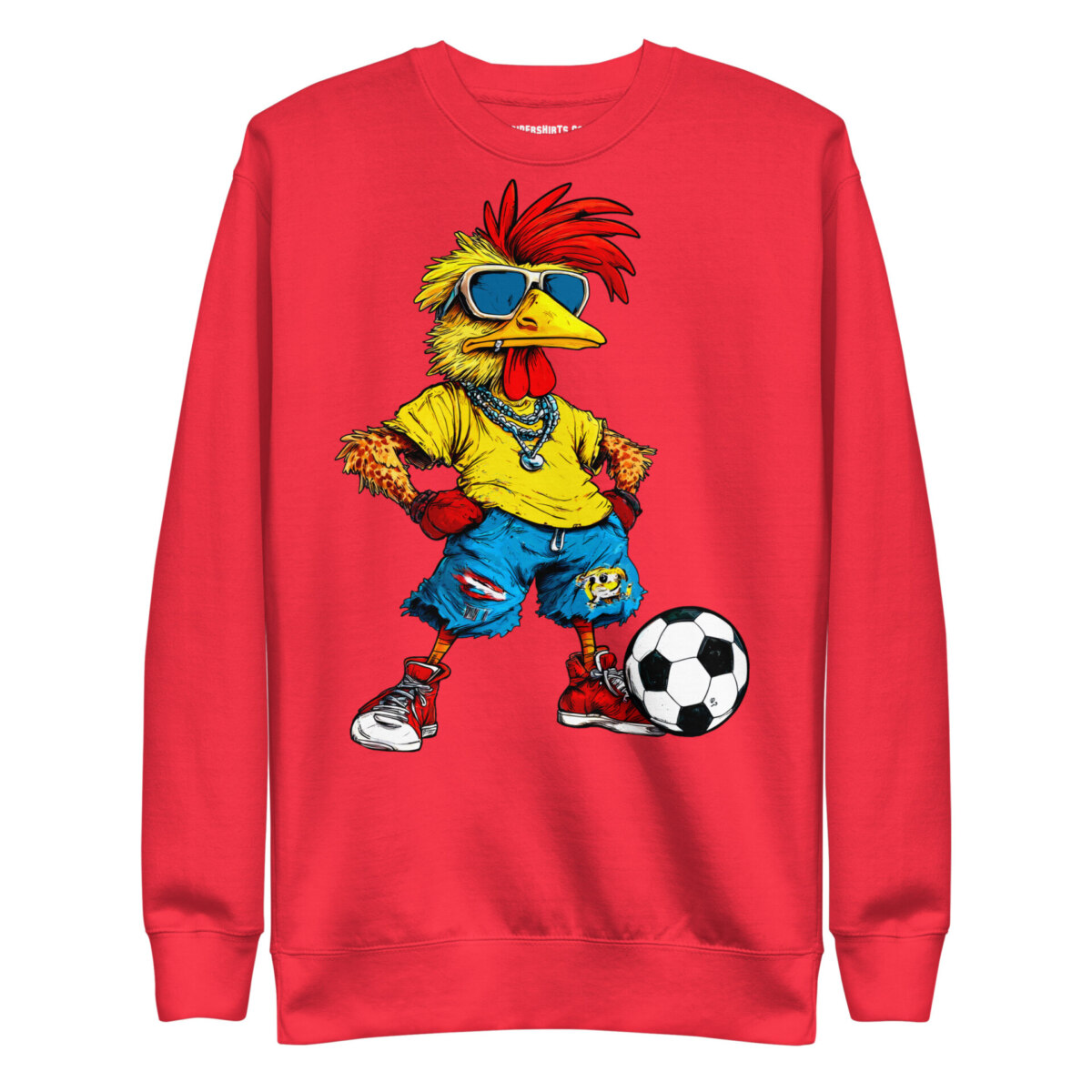 Fussballer Huhn Frauen Pullover Team Red