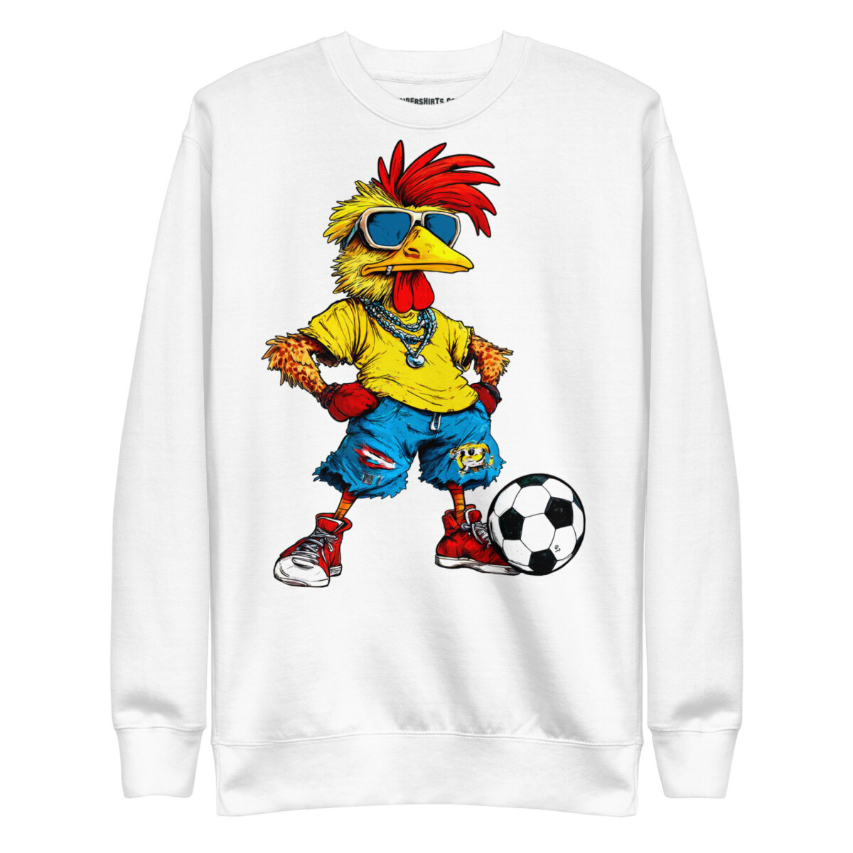 Fussballer Huhn Frauen Pullover Weiss