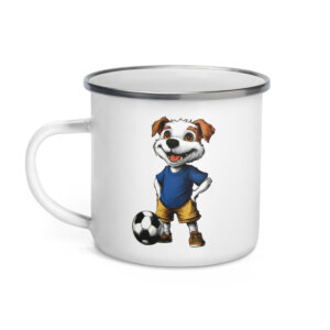 Fussballer Hund Camping Tasse Emaille
