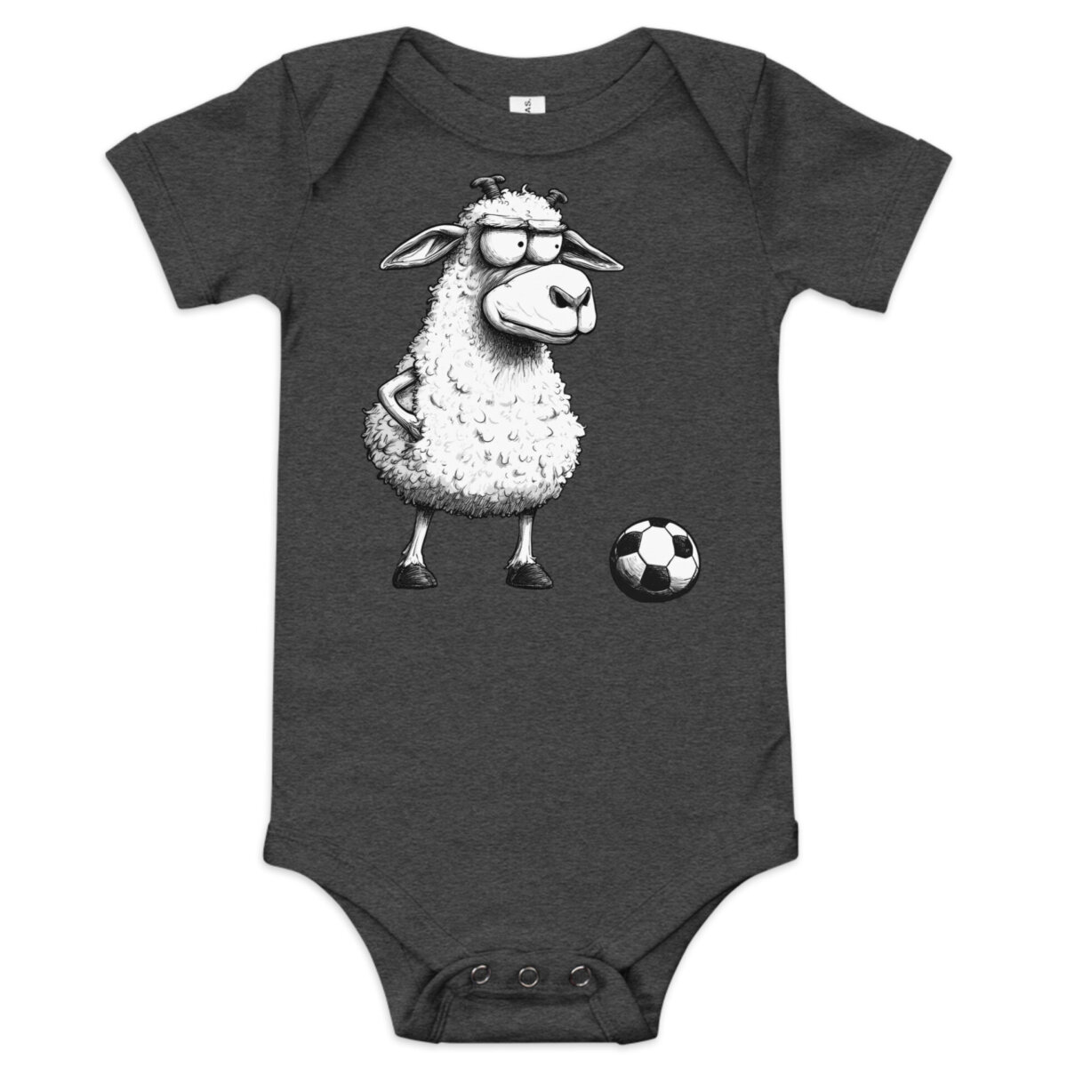 Fussballer Schaf Babybody Dunkelgrau Heather