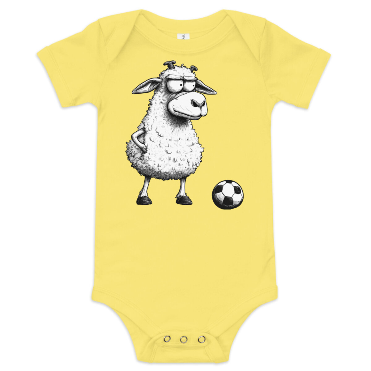 Fussballer Schaf Babybody Gelb