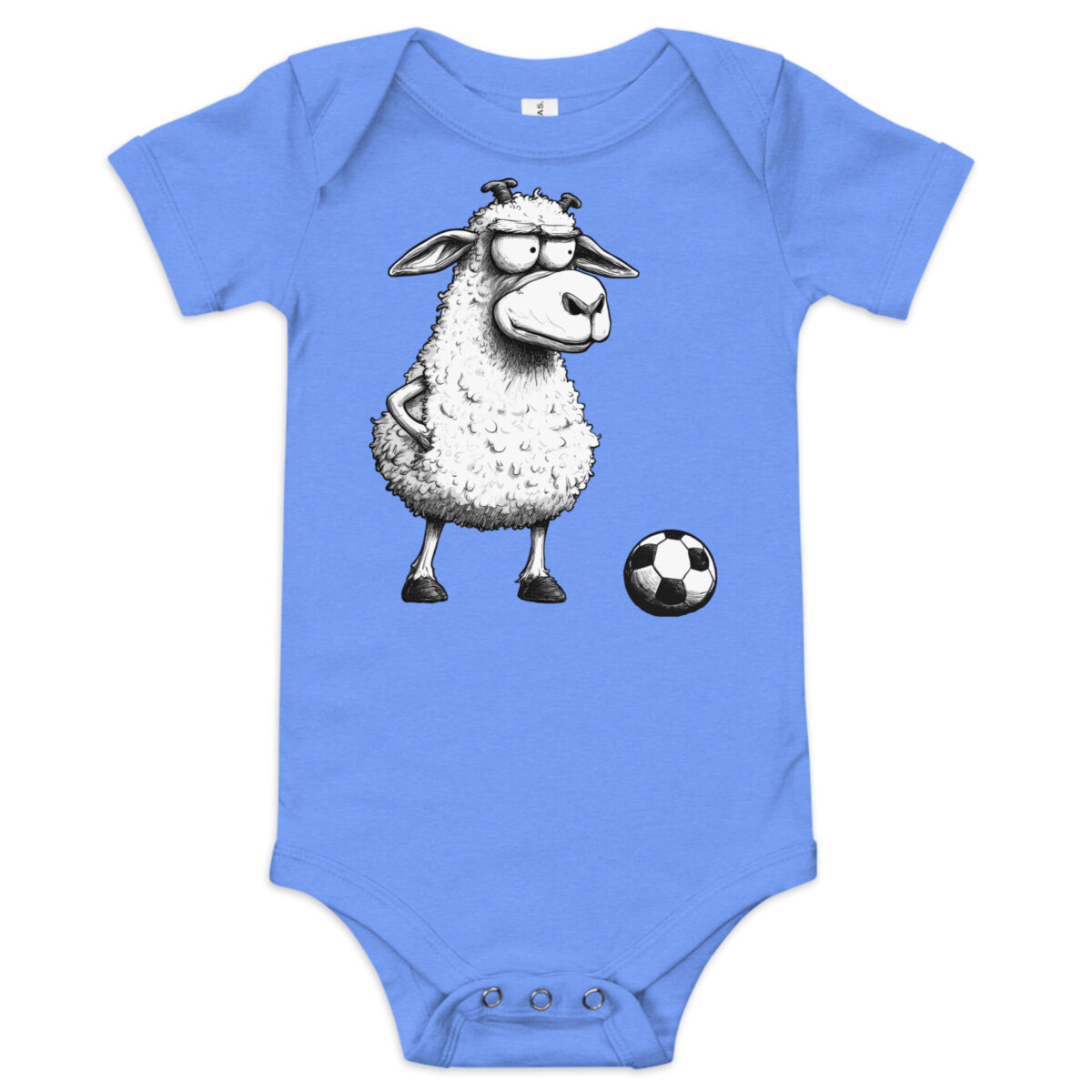 Fussballer Schaf Babybody Heather Columbia Blau