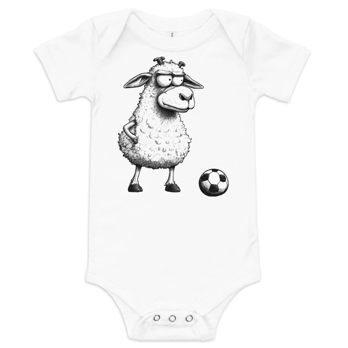 Fussballer Schaf Babybody Weiss