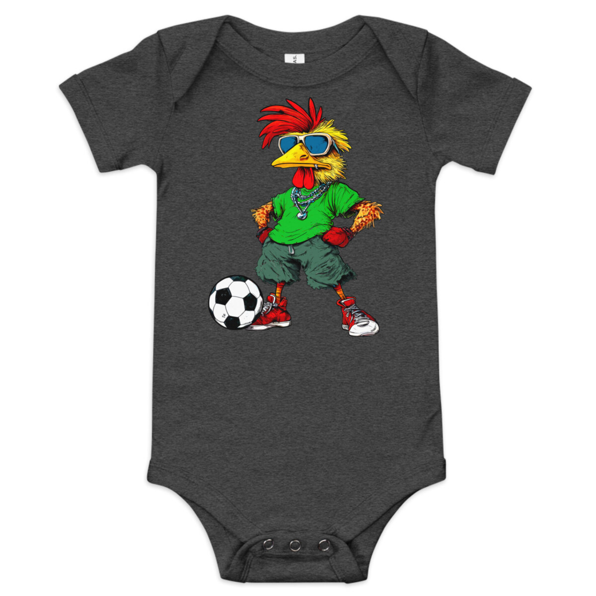 Huhn Fussballer Babybody Dunkelgrau Heather