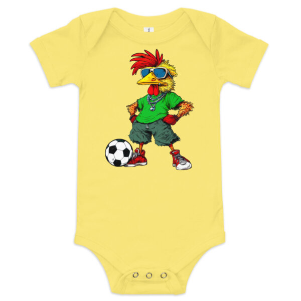 Huhn Fussballer Babybody Gelb
