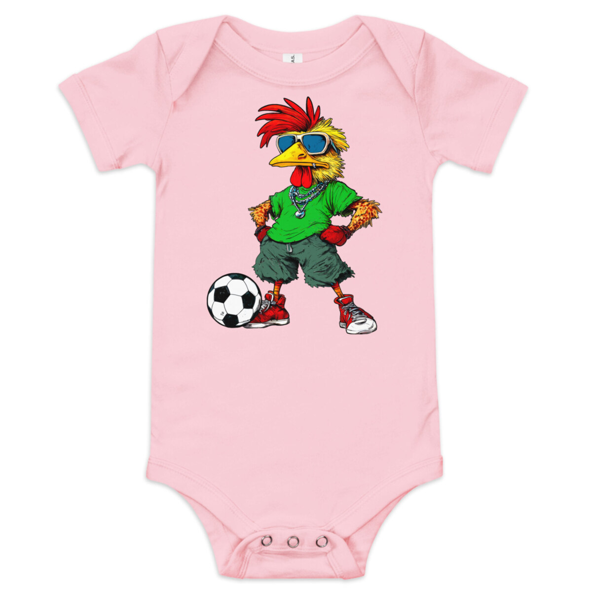 Huhn Fussballer Babybody Pink