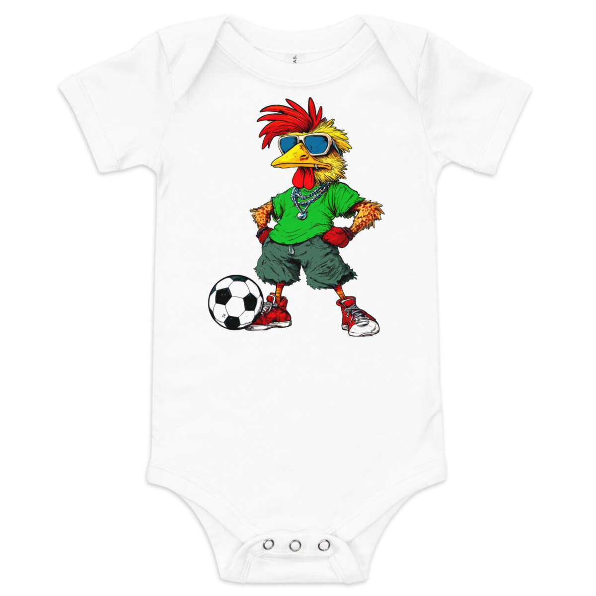 Huhn Fussballer Babybody Weiss