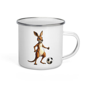 Kaengurus Fussball Camping Tasse Emaille