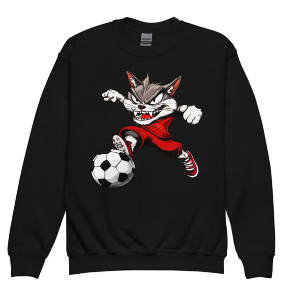 Katzen Fussball Kinder Pullover Schwarz