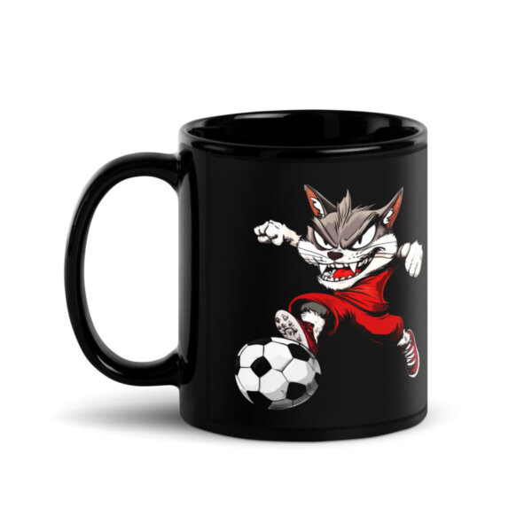 Katzen Fussball Tasse Schwarz
