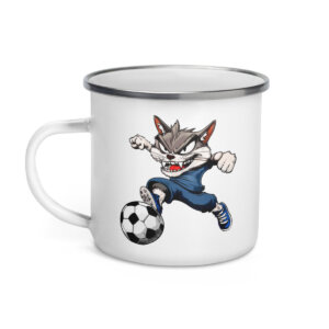 Katzen Fussballer Camping Tasse Emaille