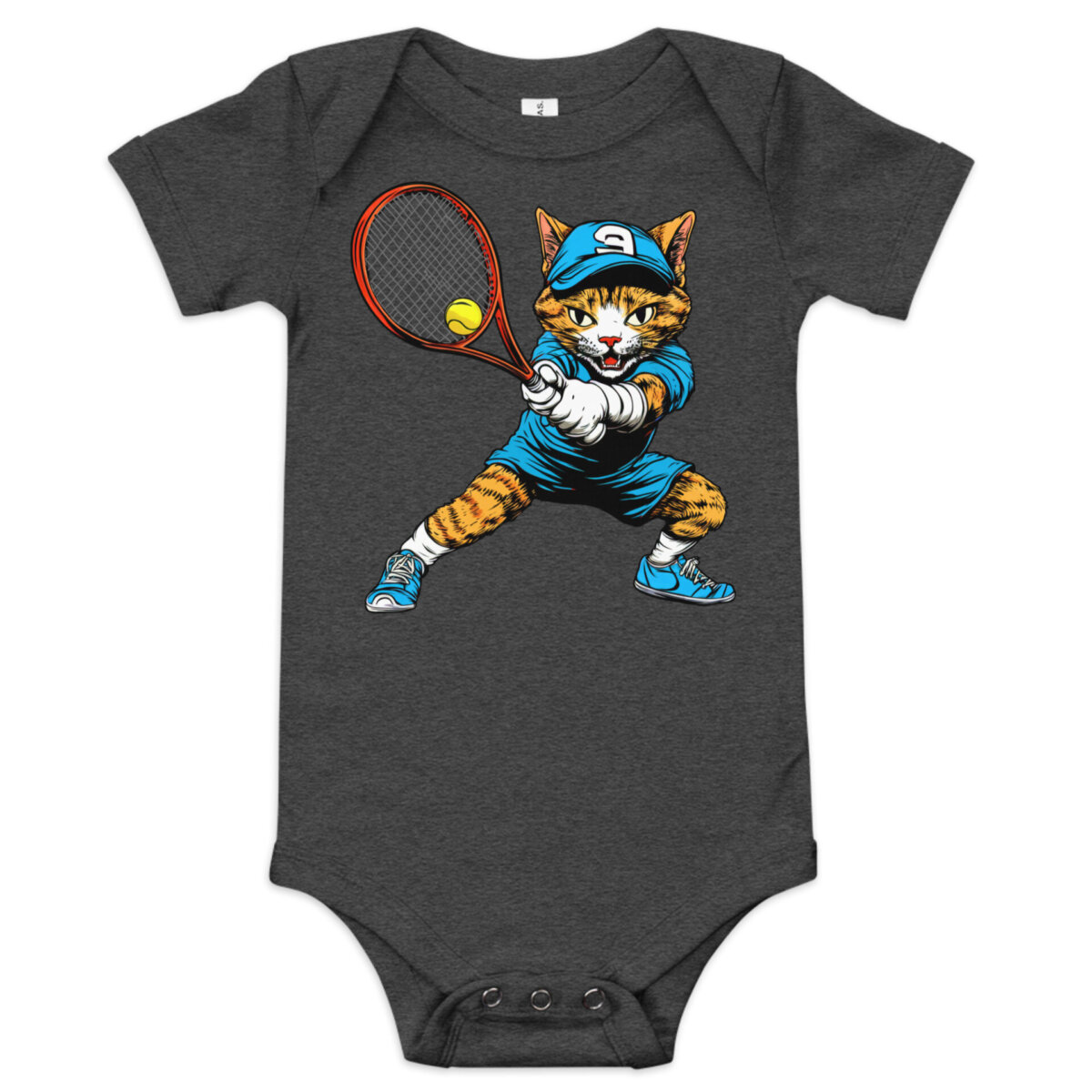 Katzen Tennis Babybody Dunkelgrau Heather