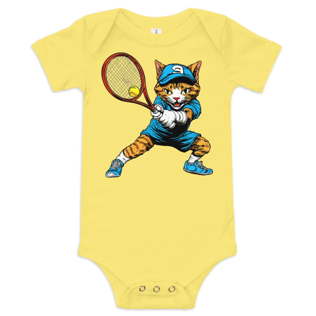 Katzen Tennis Babybody Gelb