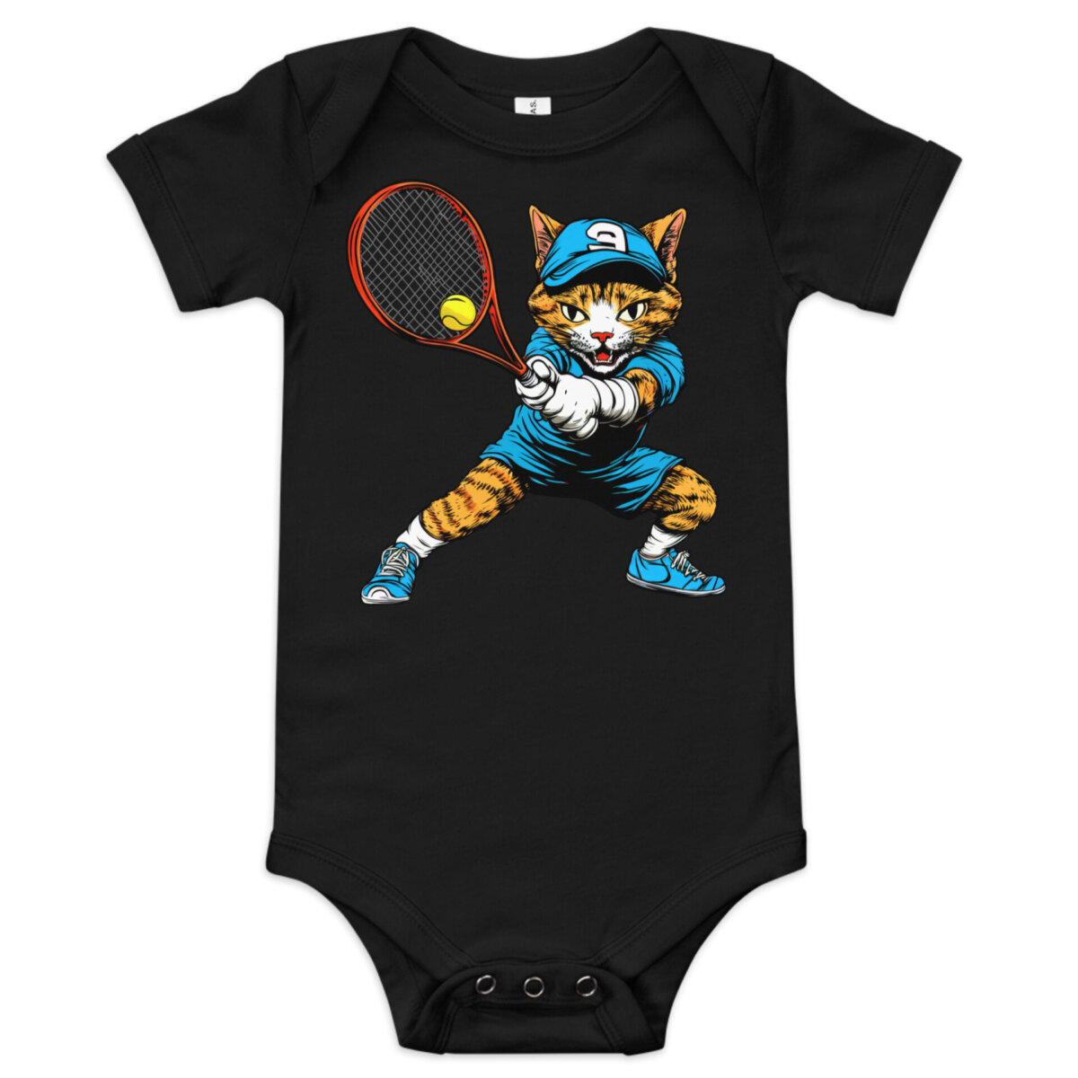 Katzen Tennis Babybody Schwarz