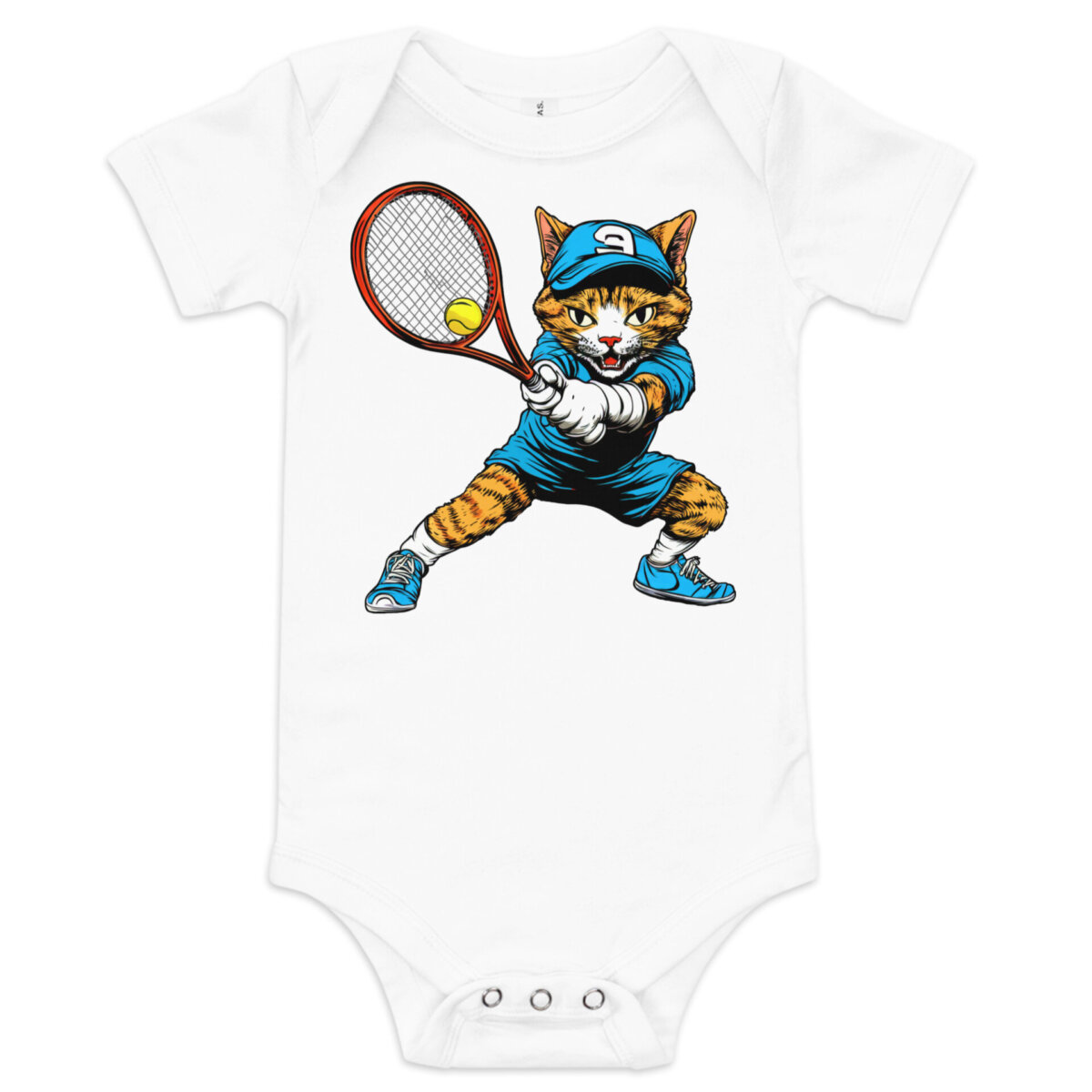Katzen Tennis Babybody Weiss