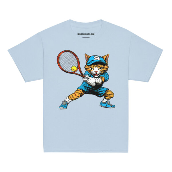 Katzen Tennis Kinder T Shirt Hellblau
