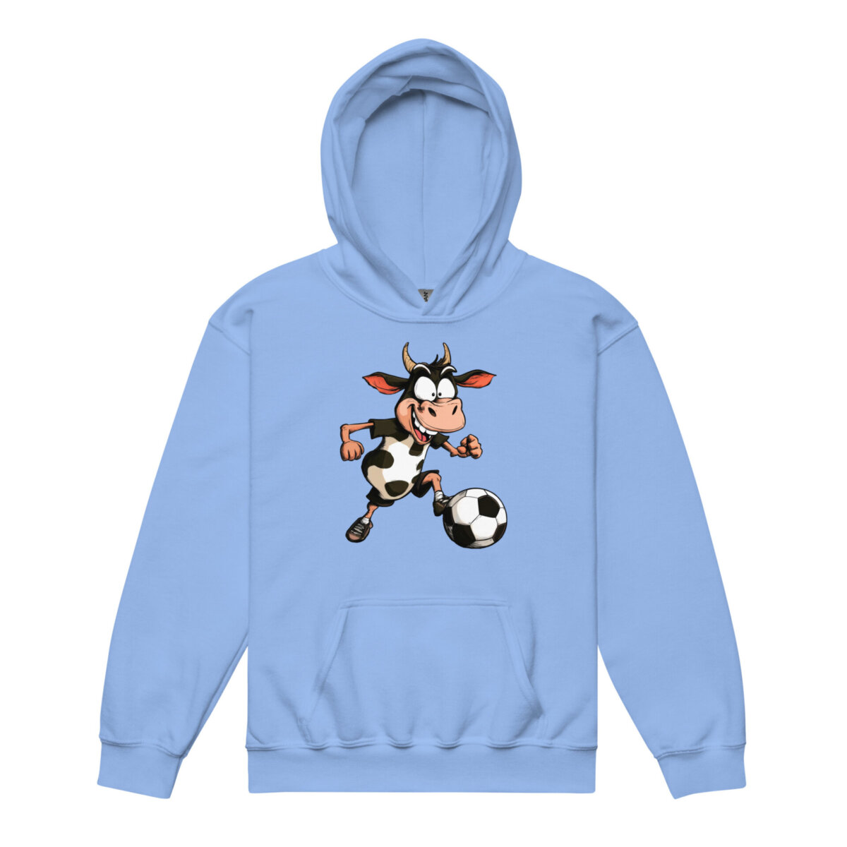 Kuh Fussball Kinder Kapuzenpulli Carolina Blau
