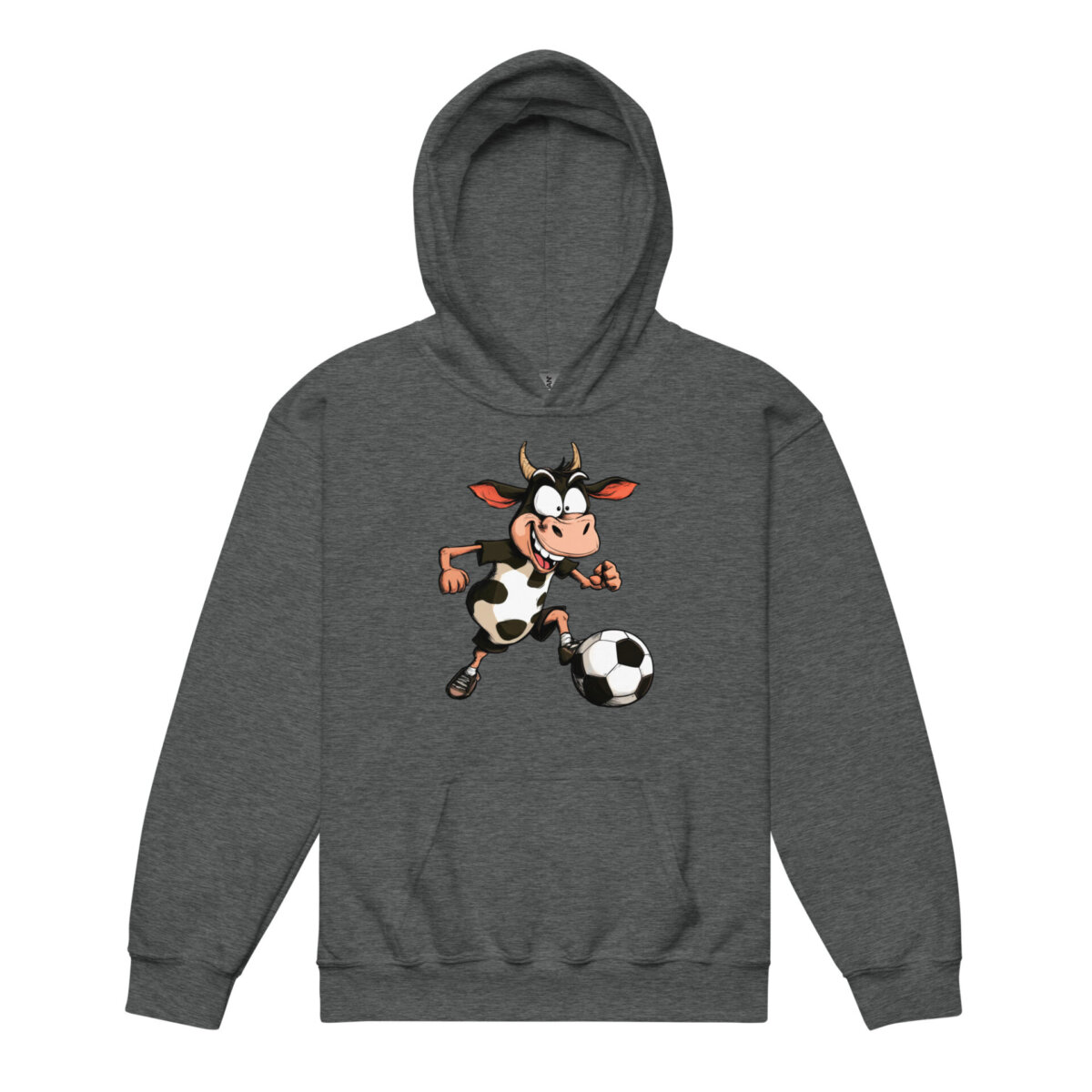 Kuh Fussball Kinder Kapuzenpulli Dunkles Heather