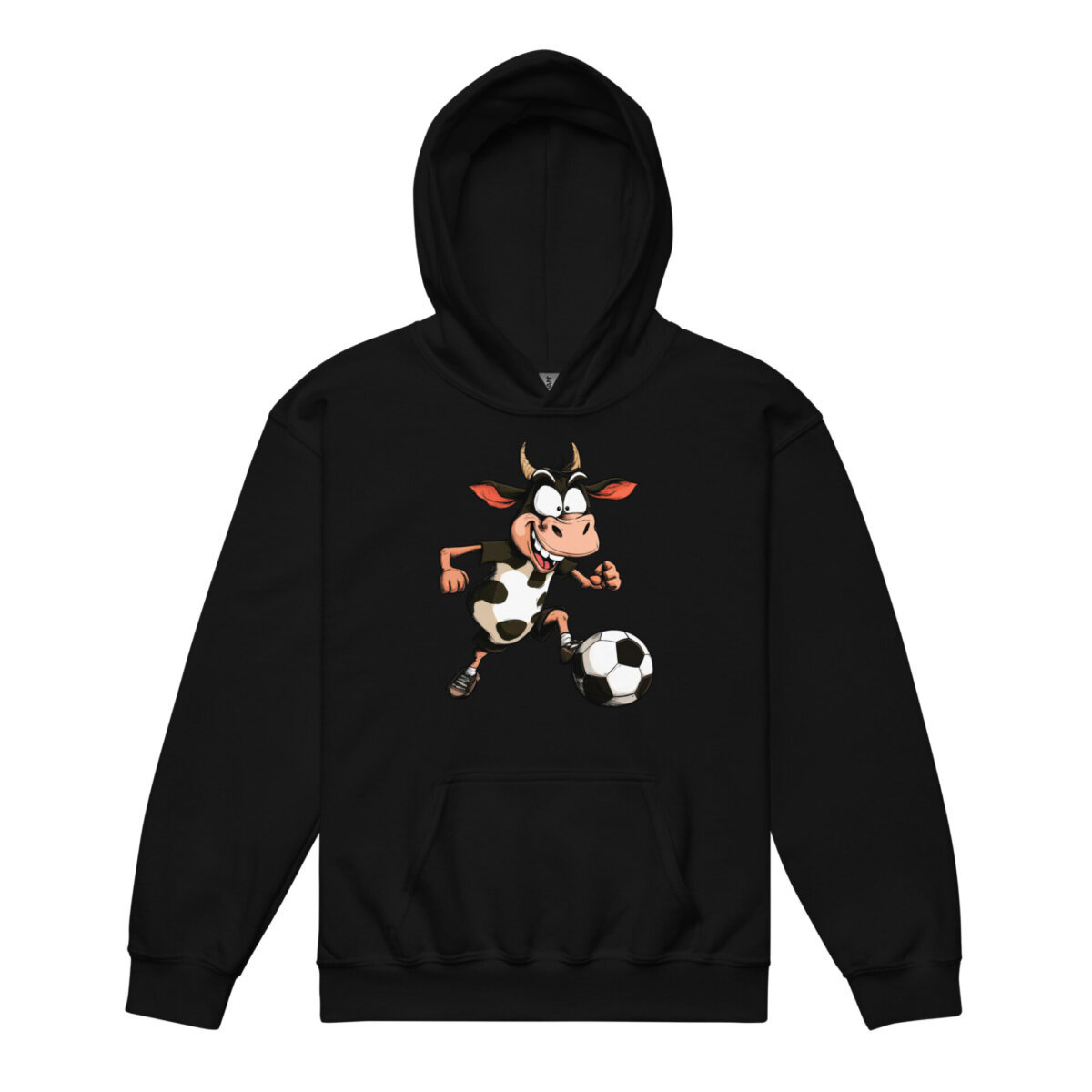 Kuh Fussball Kinder Kapuzenpulli Schwarz