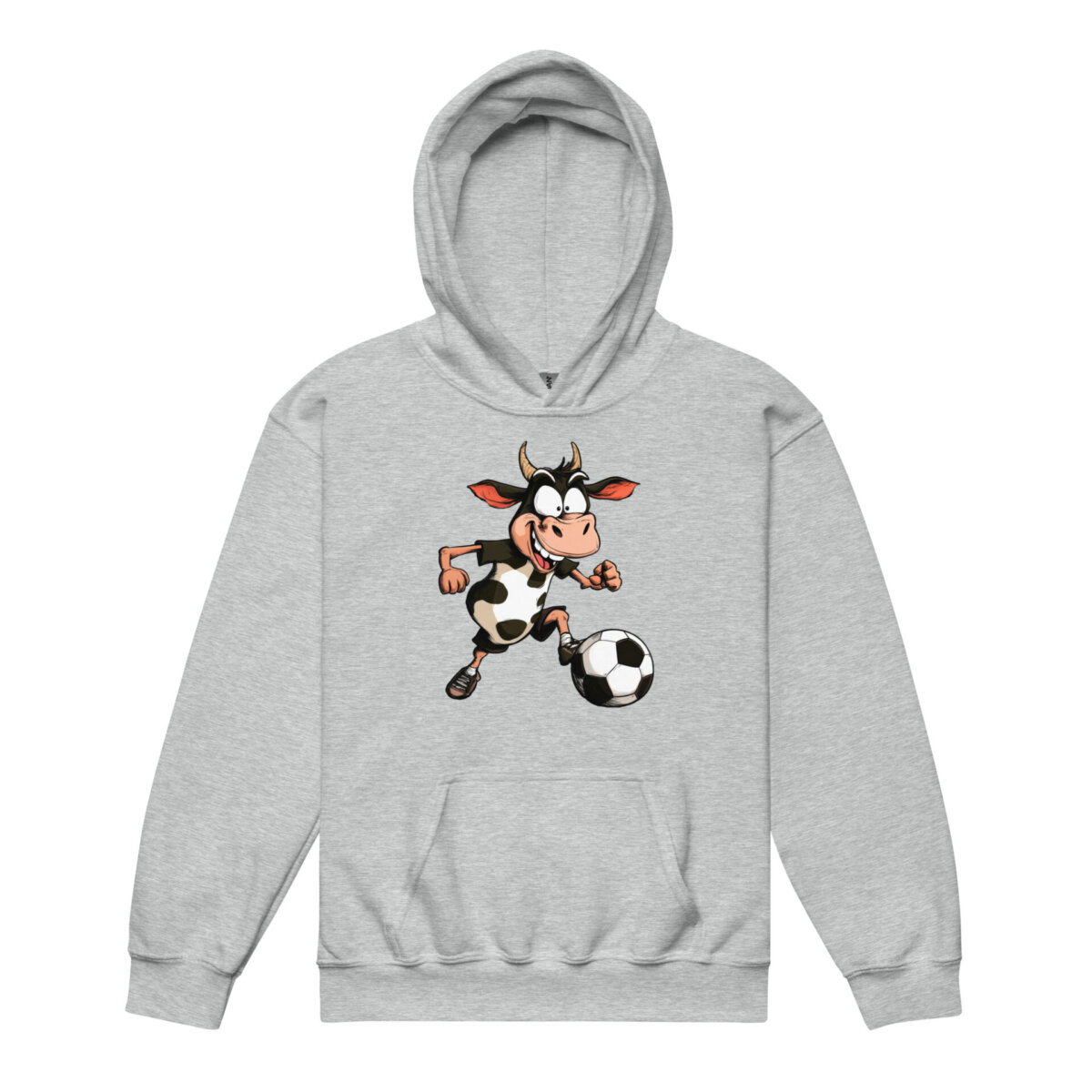 Kuh Fussball Kinder Kapuzenpulli Sportgrau