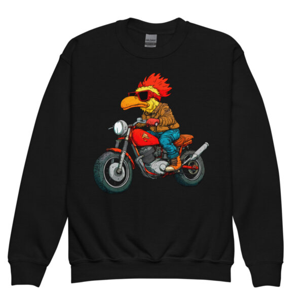 Motorrad Huhn Kinder Pullover Schwarz