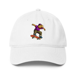 Murmeltier Skateboarder Baseball Cap Weiss